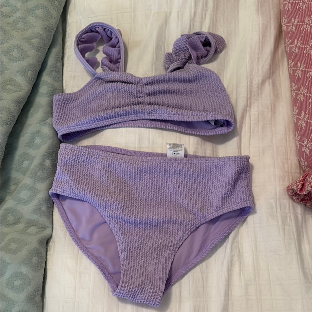 Purple Textured Bikini Set
